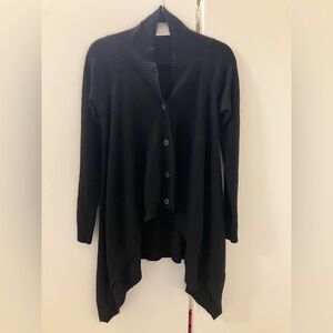 Sea Black 100% Cashmere Long Sides Cardigan Sweater Womens Sz S